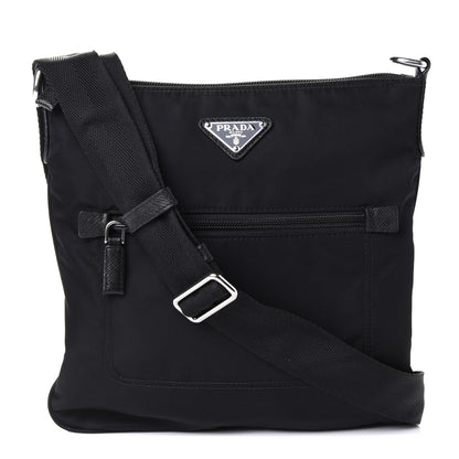 Prada Nylon Saffiano Flat Messenger Bag Black 2 of 8