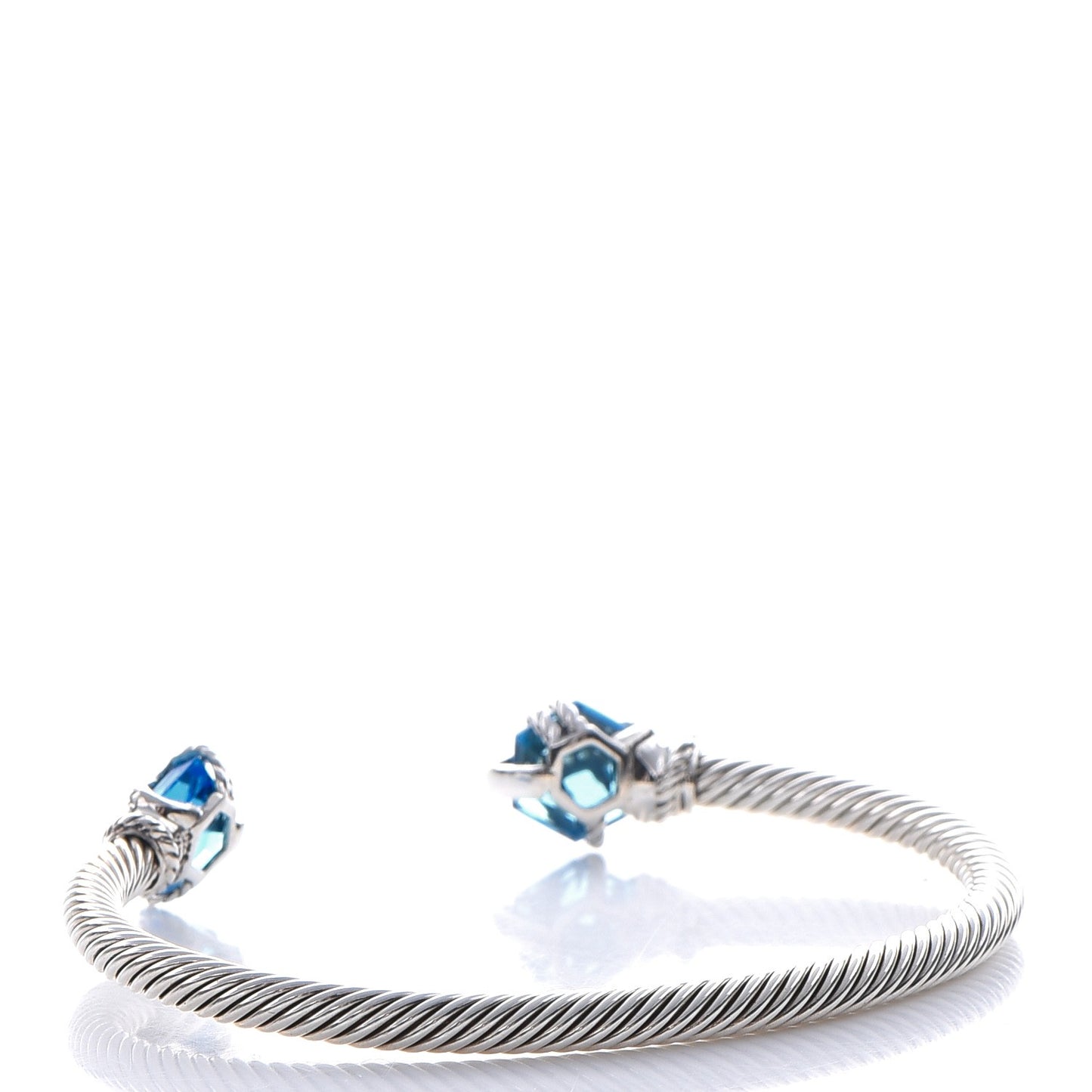 Sterling Silver Hampton Blue Topaz Diamond 4mm Cable Wrap Bracelet