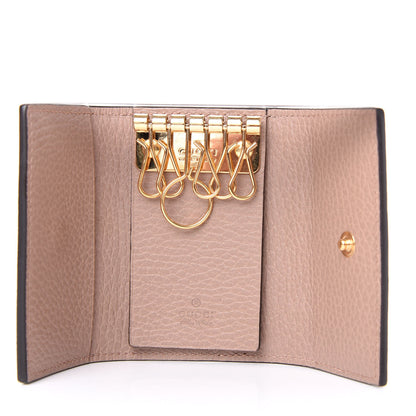 Gucci Dollar Calfskin GG Supreme Monogram GG Marmont 6 Key Holder Case Porcelain Rose Beige Ebony 5 of 7