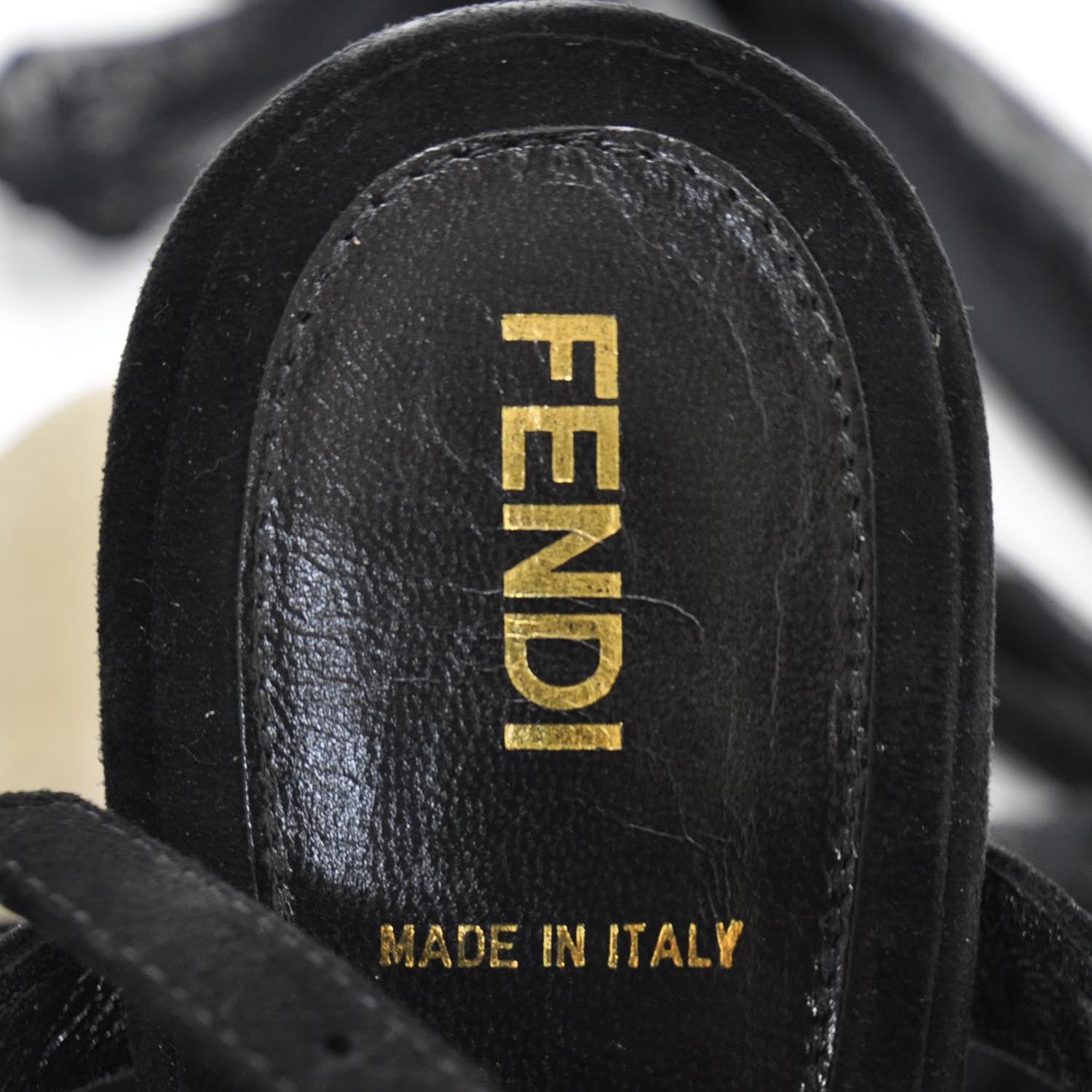 Fendi Spuntata Tulle Suede Wrap Platform Heels 40 Black 7 of 8