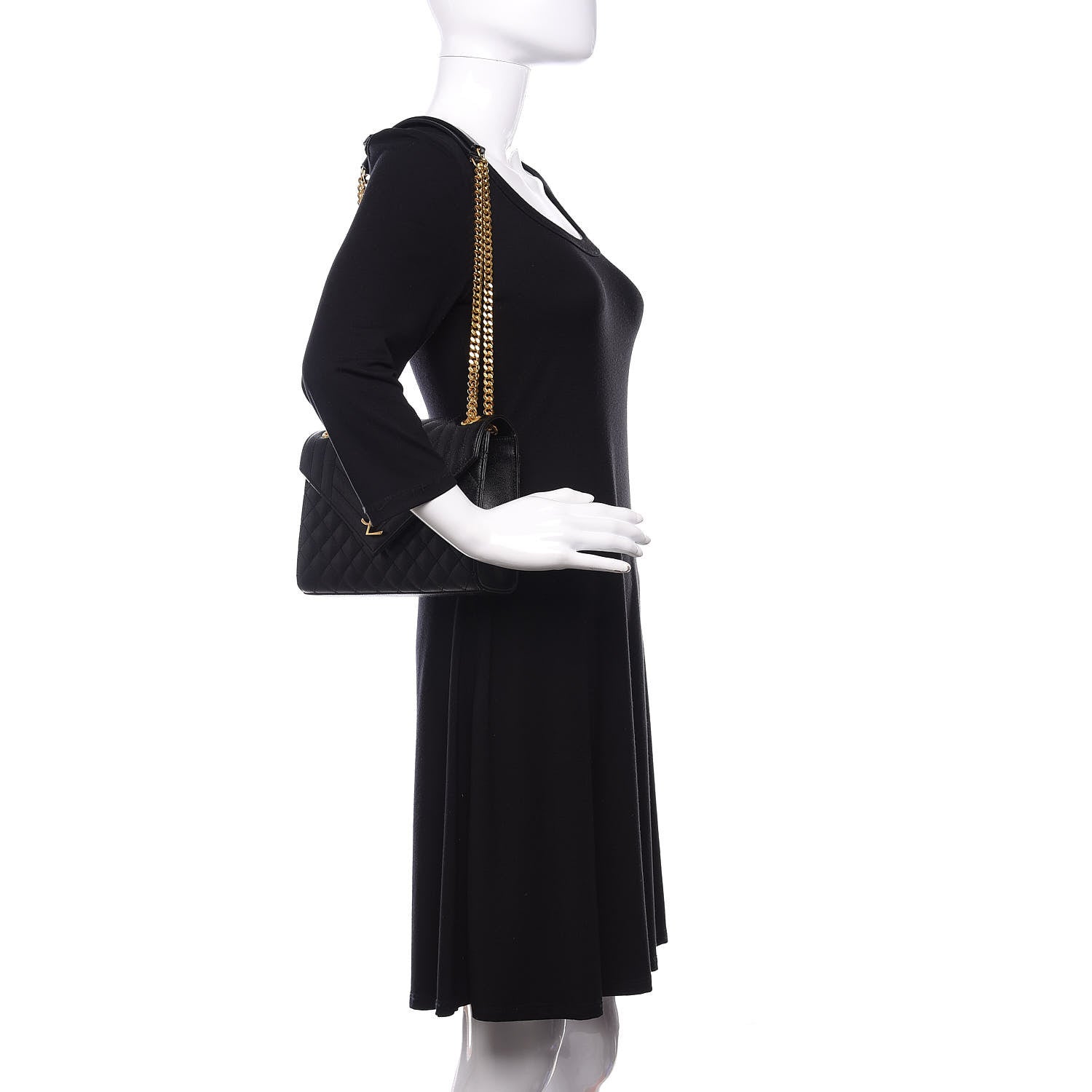 Saint Laurent Grain De Poudre Textured Mixed Matelasse Triquilt Medium Monogram Satchel Black 2 of 13