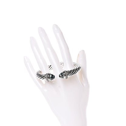 David Yurman Sterling Silver Blue Topaz Diamond 10mm Cable Classics Bracelet 2 of 7