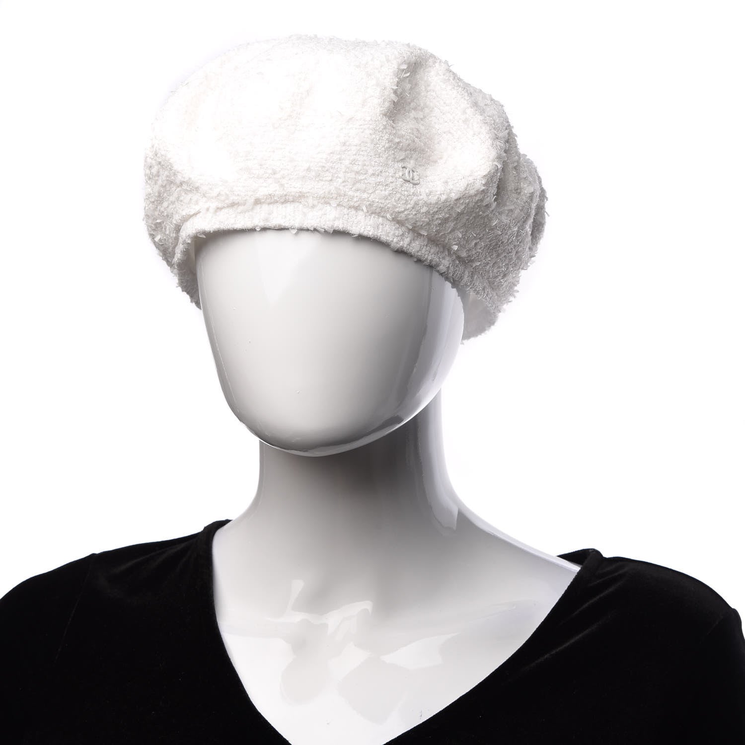 Chanel Tweed CC Beret L Ivory 2 of 5