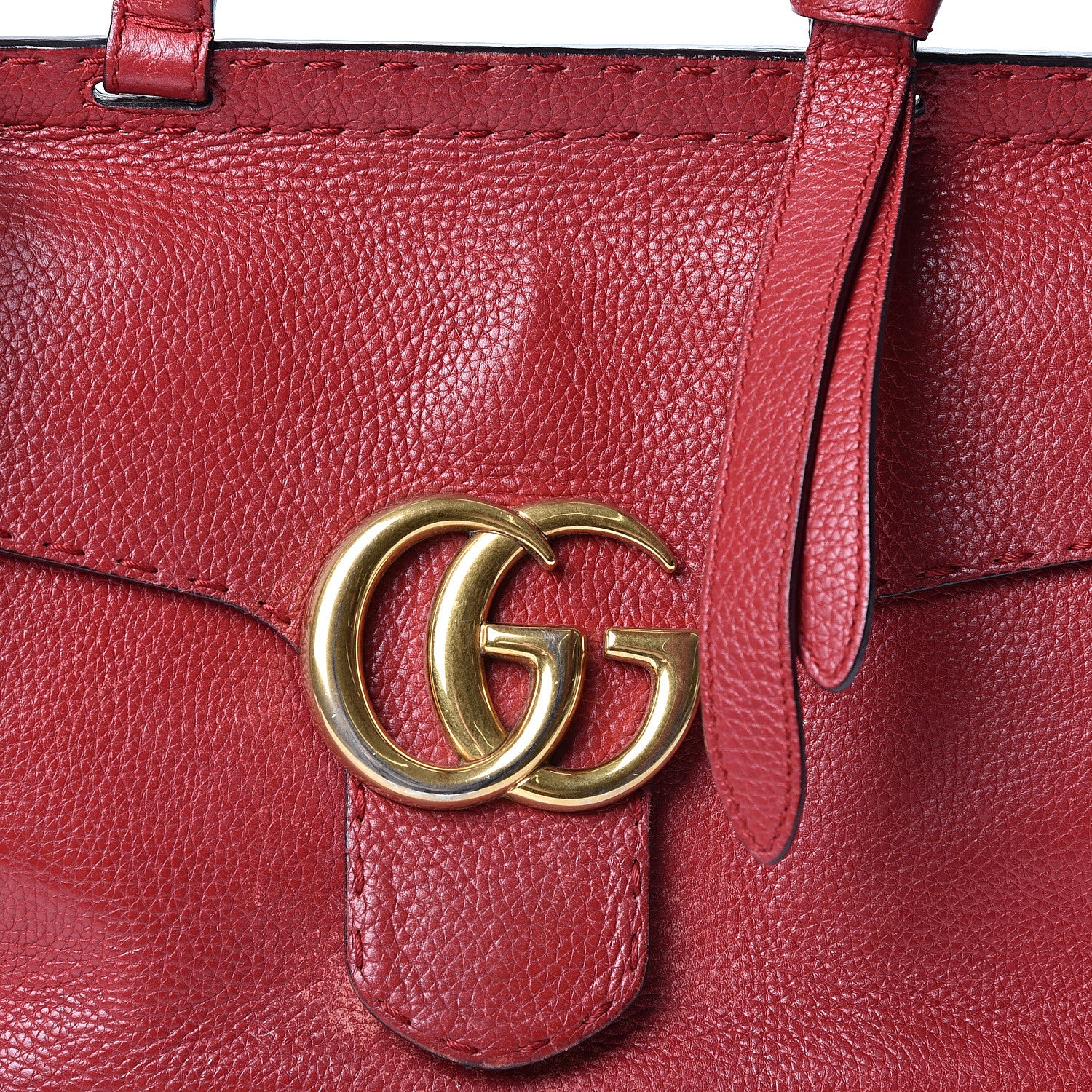 Gucci Calfskin Small GG Marmont Top Handle Bag Vulcanic Red 8 of 10