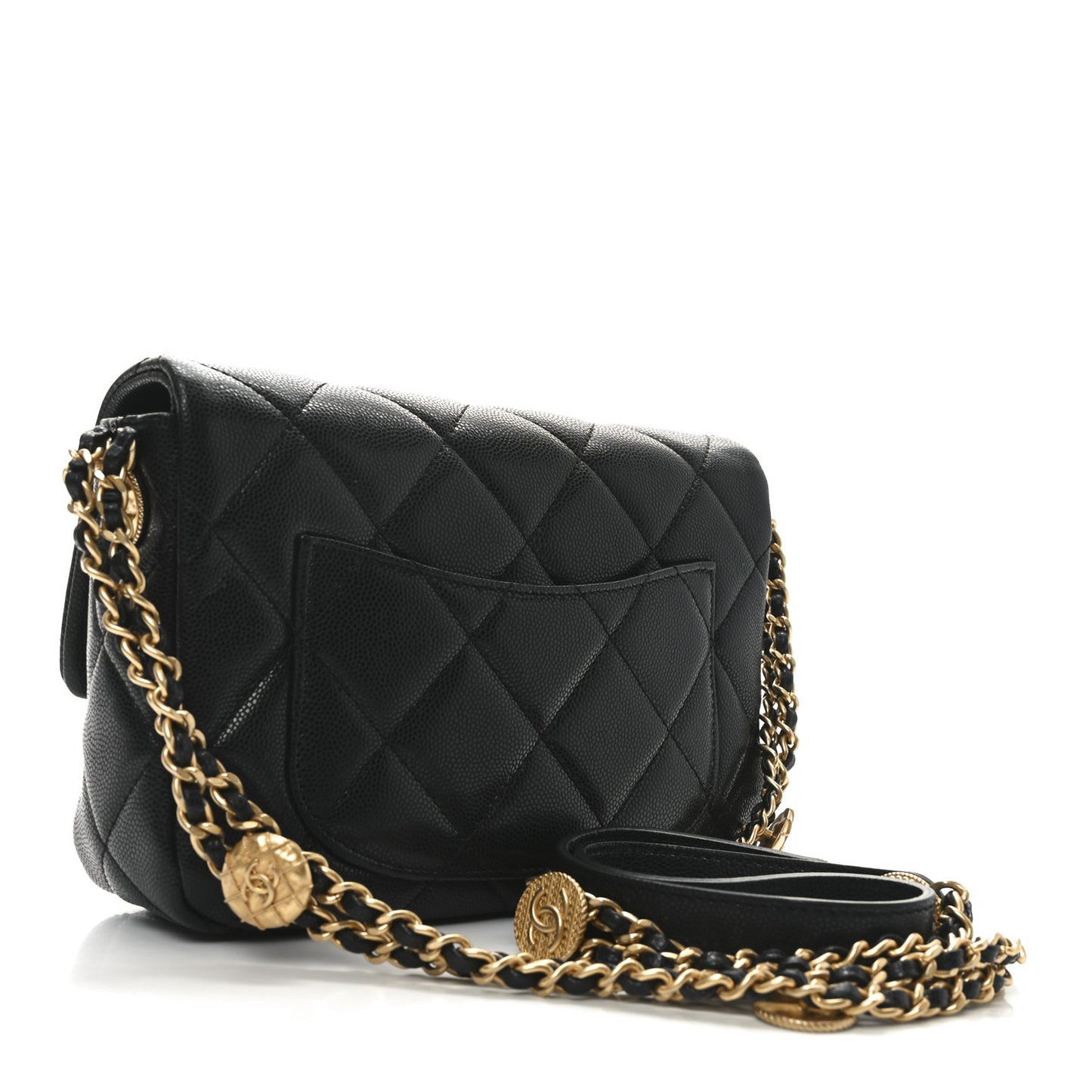 Caviar Quilted Small Twist Your Buttons Flap Black