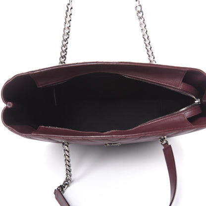 Saint Laurent Sheepskin Matelasse Chevron Large Monogram Shopping Bag Burgundy 5 of 9