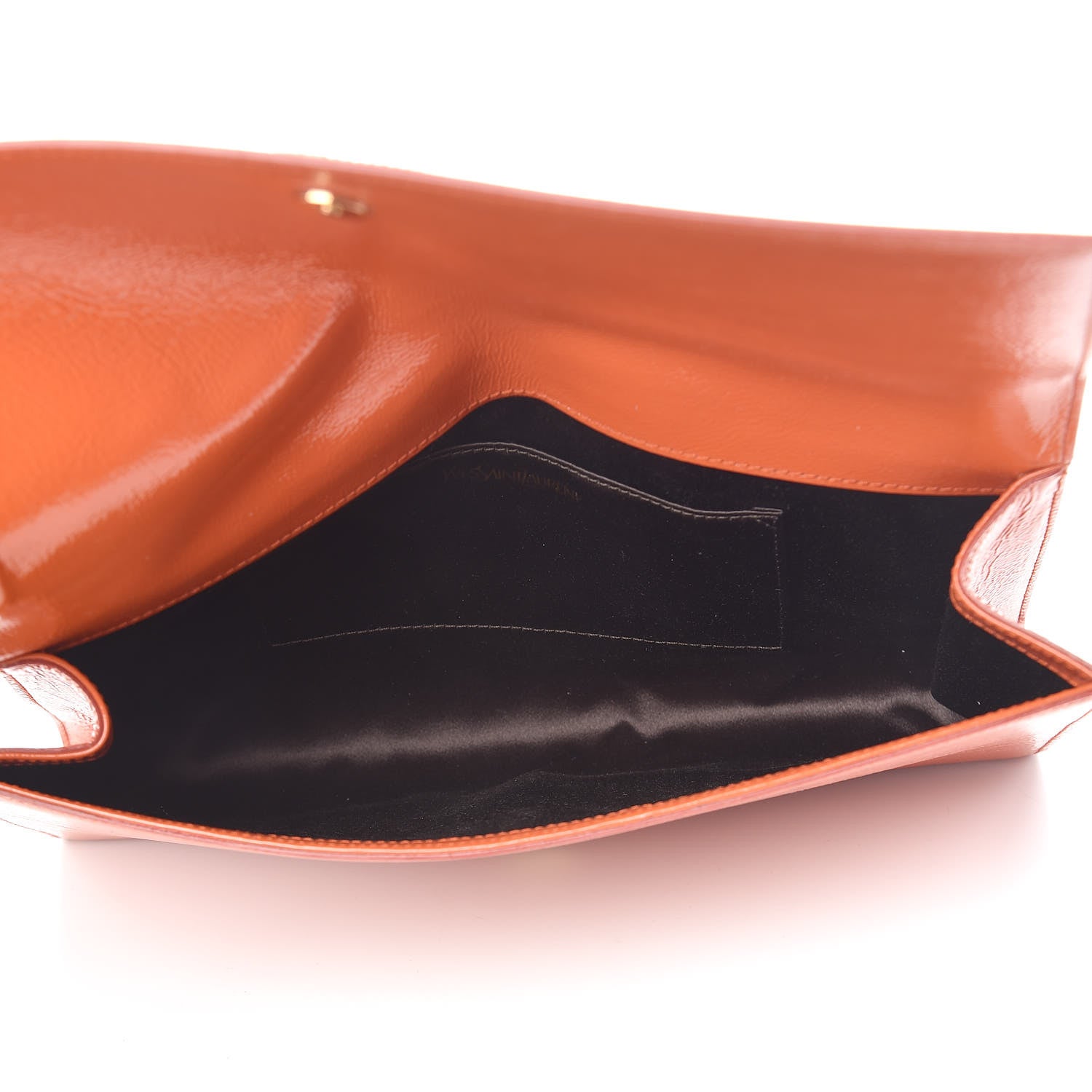 Saint Laurent Textured Patent Monogram Large Belle De Jour Clutch Orange 5 of 10