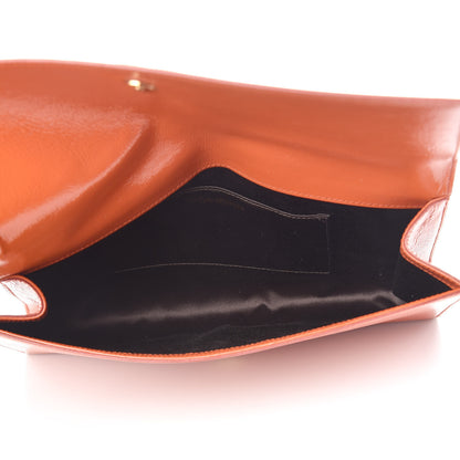 Saint Laurent Textured Patent Monogram Large Belle De Jour Clutch Orange 5 of 10