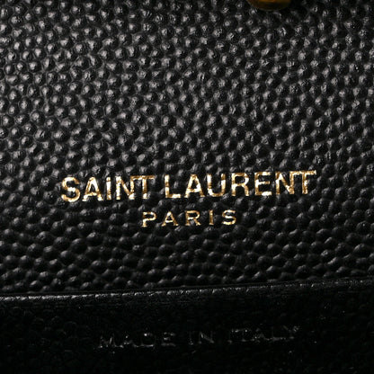 Saint Laurent Grain De Poudre Matelasse Chevron Monogram Chain Wallet Black 6 of 8