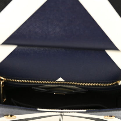 Dolce & Gabbana Dauphine Chevron Striped Medium Miss Sicily Satchel Blue 6 of 10