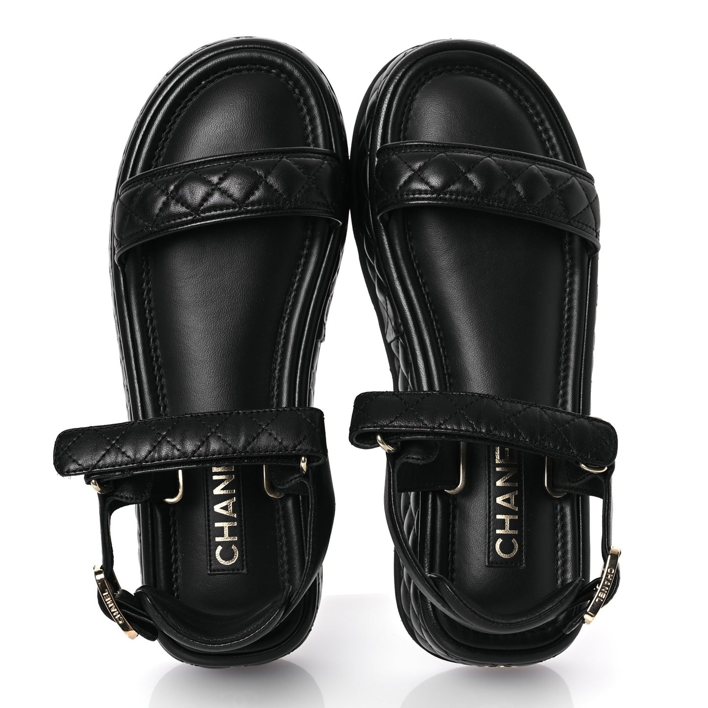 Lambskin Quilted Platform Sandals 40.5 Black