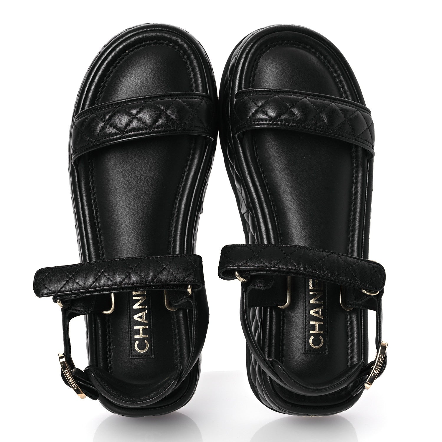 Chanel Lambskin Quilted Platform Sandals 40.5 Black 2 of 13