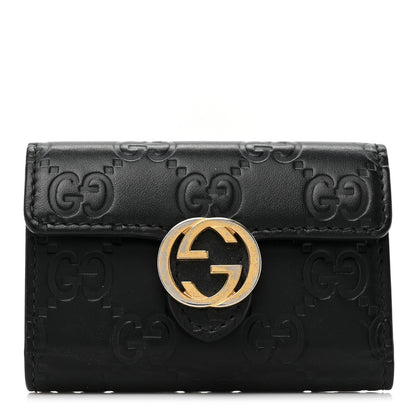 Gucci Guccissima Icon Signature 6 Key Holder Case Black 1 of 10