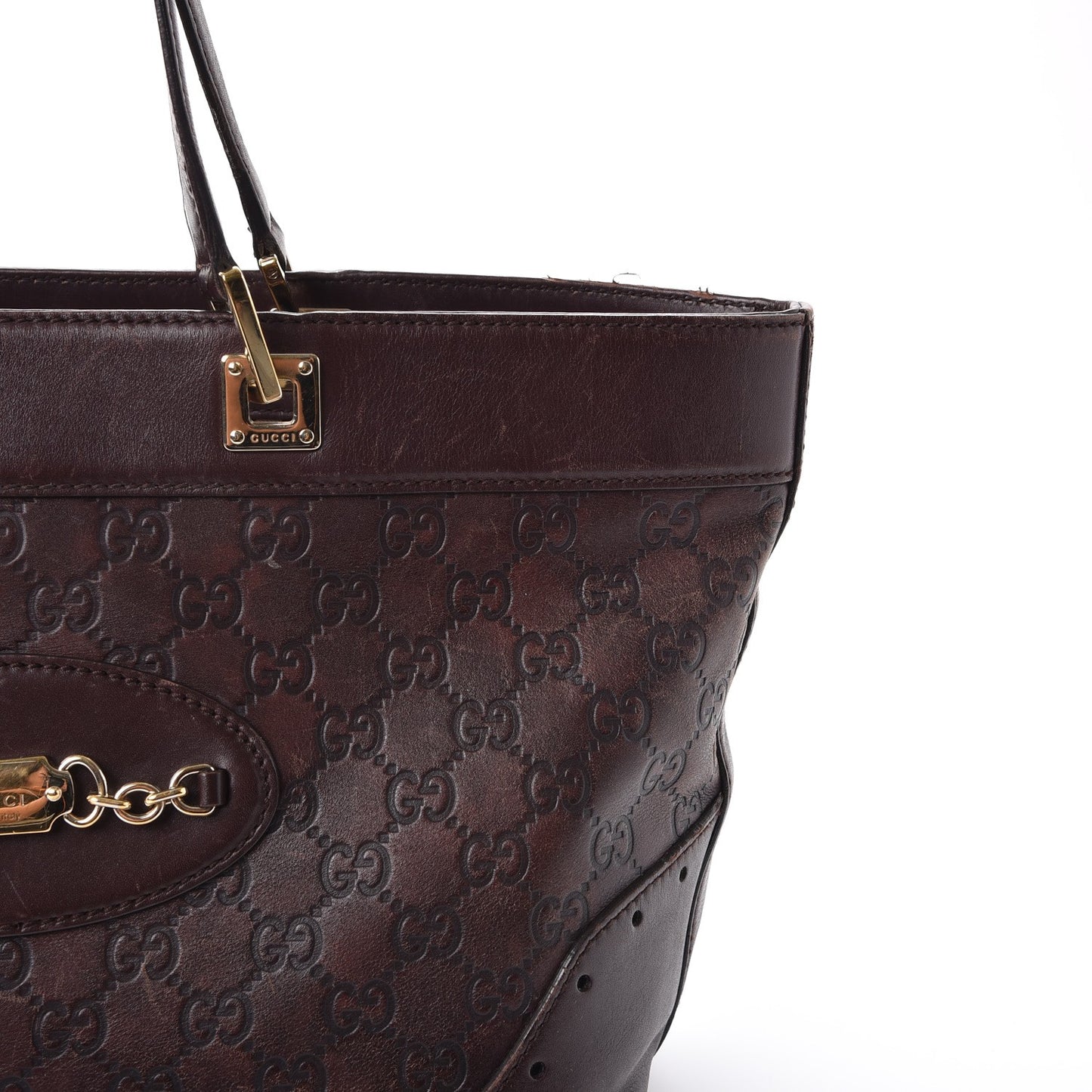 Guccissima Large Punch Tote Chocolate Brown