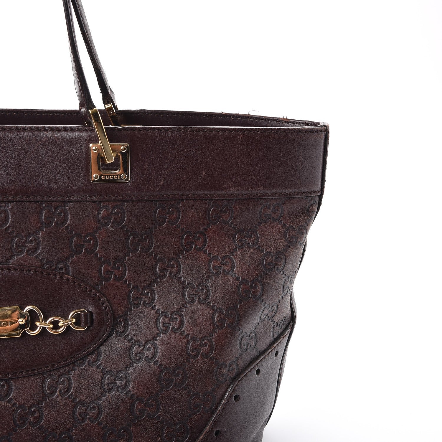 Gucci Guccissima Large Punch Tote Chocolate Brown 14 of 27