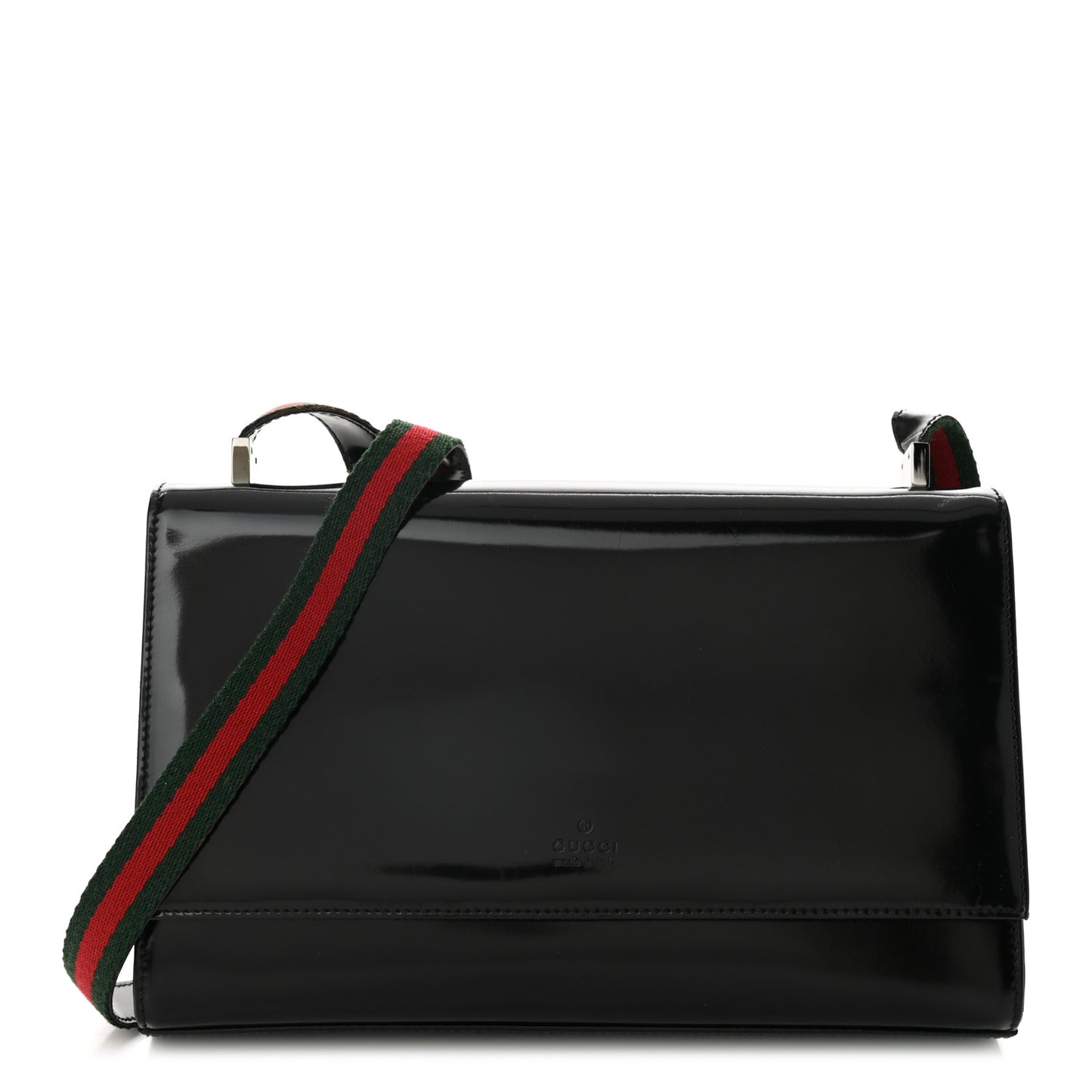 Patent Web Shoulder Bag Black