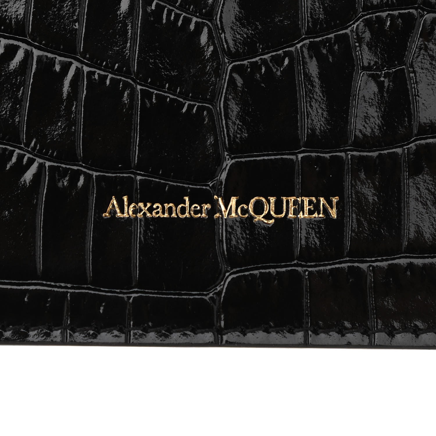 Alexander McQueen Calfskin Crocodile Embossed Skull Mini Shoulder Bag Black 8 of 10