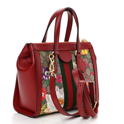 Gucci GG Supreme Monogram Flora Web Small Ophidia Tote Bag Red 3 of 8