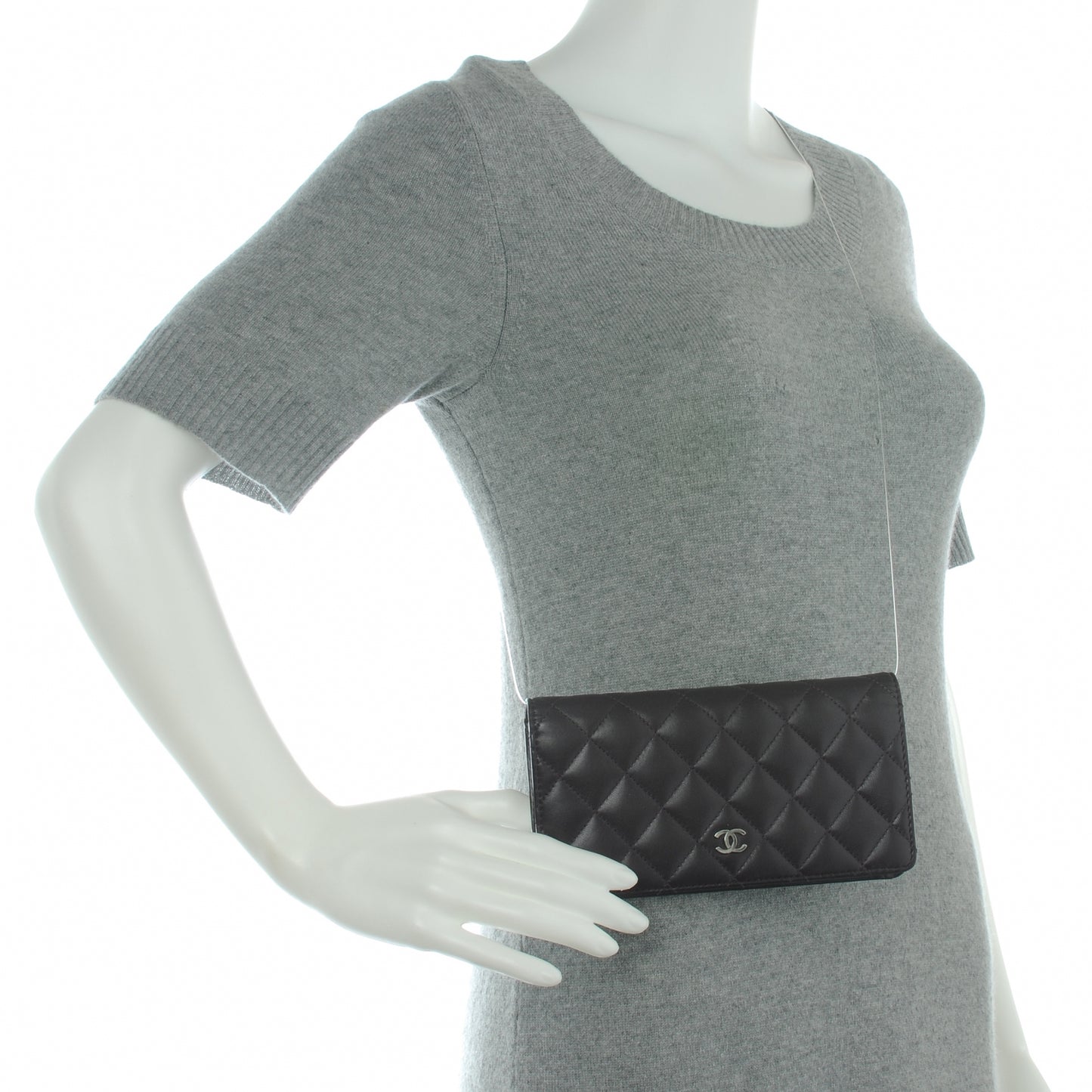 Lambskin Quilted Yen Wallet Plum