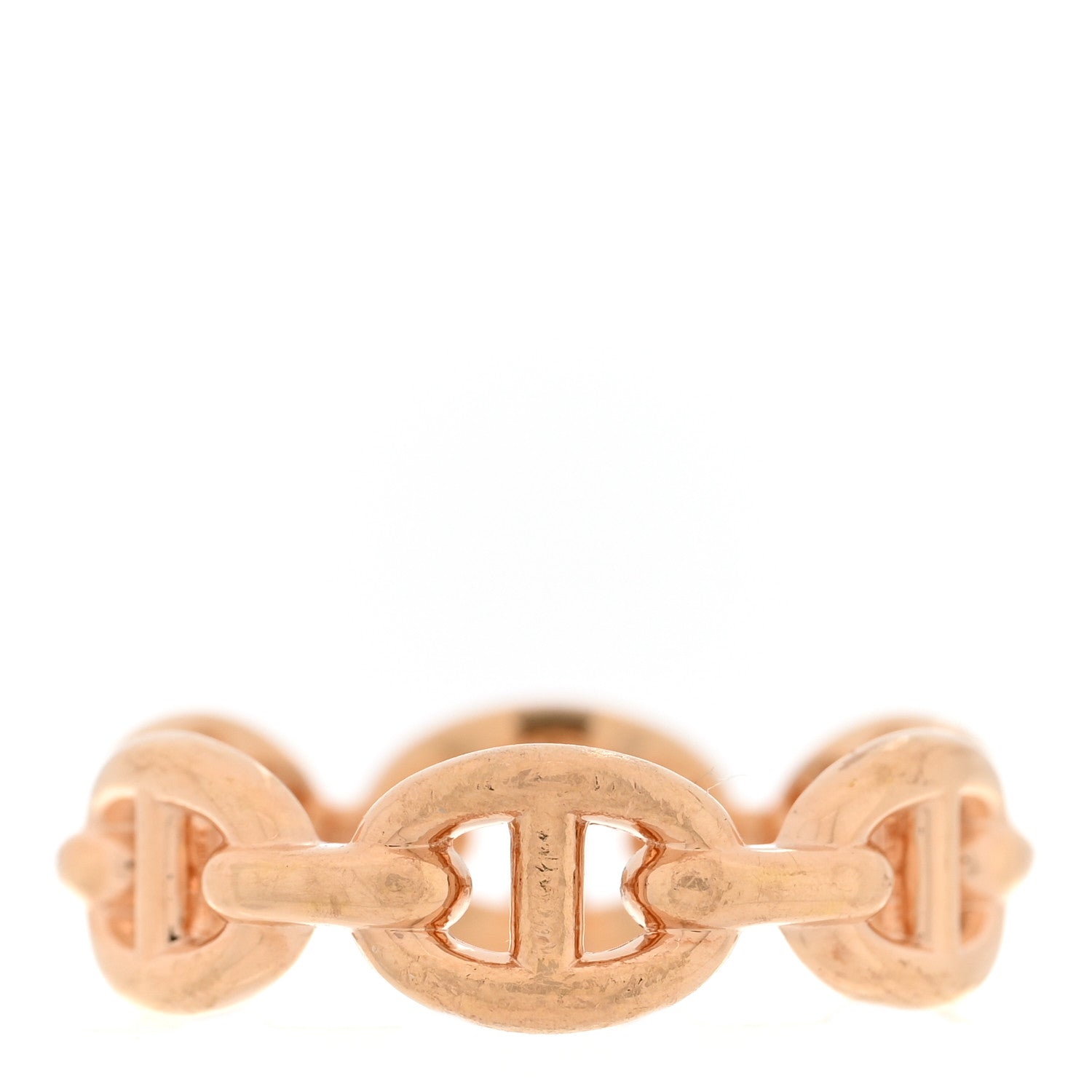 Hermes 18K Rose Gold PM Chaine d'Ancre Enchainee Ring 50 5.25 1 of 5