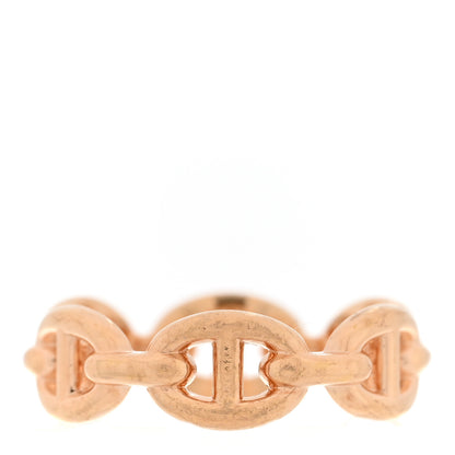 Hermes 18K Rose Gold PM Chaine d'Ancre Enchainee Ring 50 5.25 1 of 5
