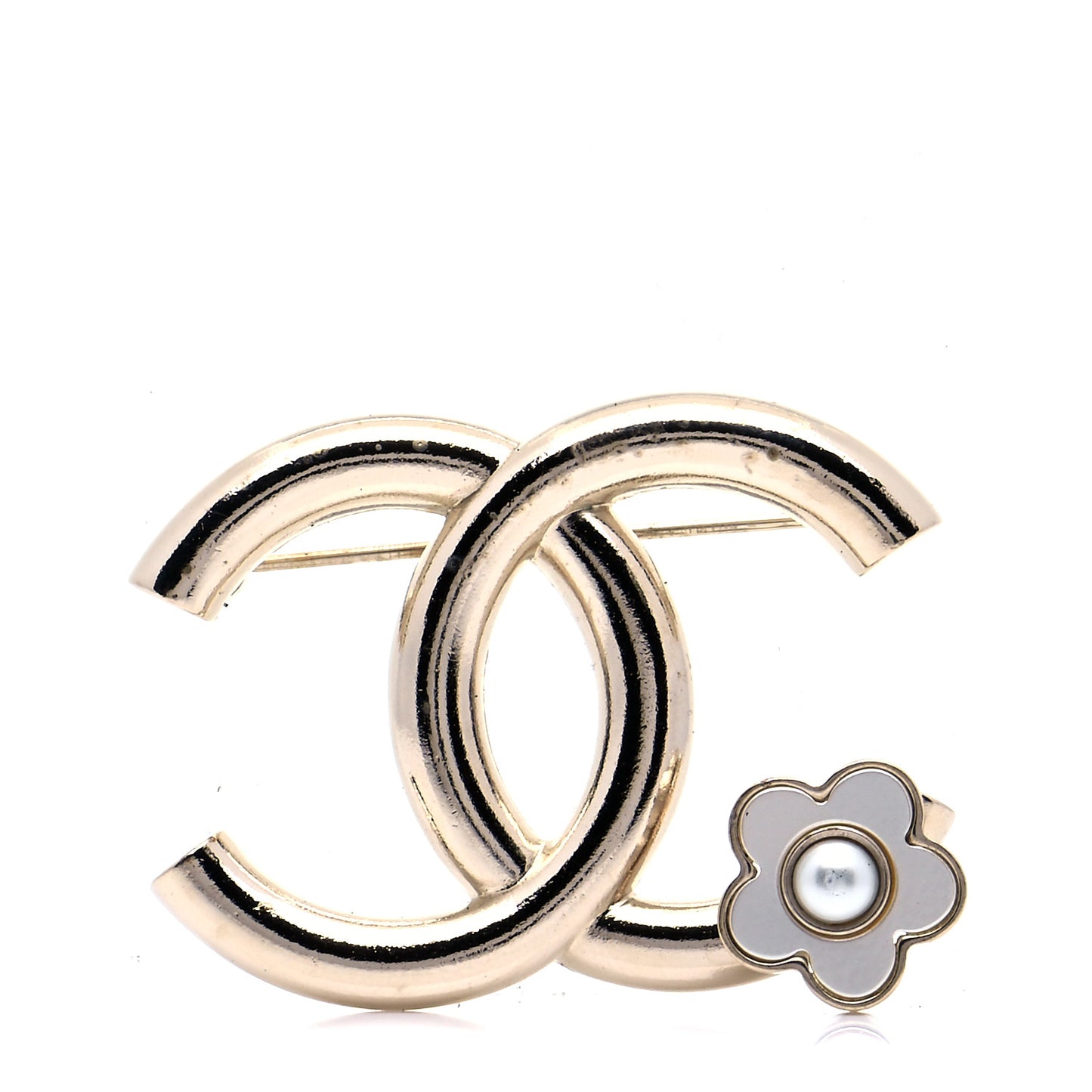 Metal CC Camellia Brooch Light Gold