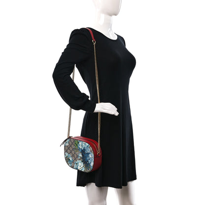 Gucci GG Supreme Monogram Blooms Mini Chain Shoulder Bag Beige Blue Navy Hibiscus Red 2 of 10