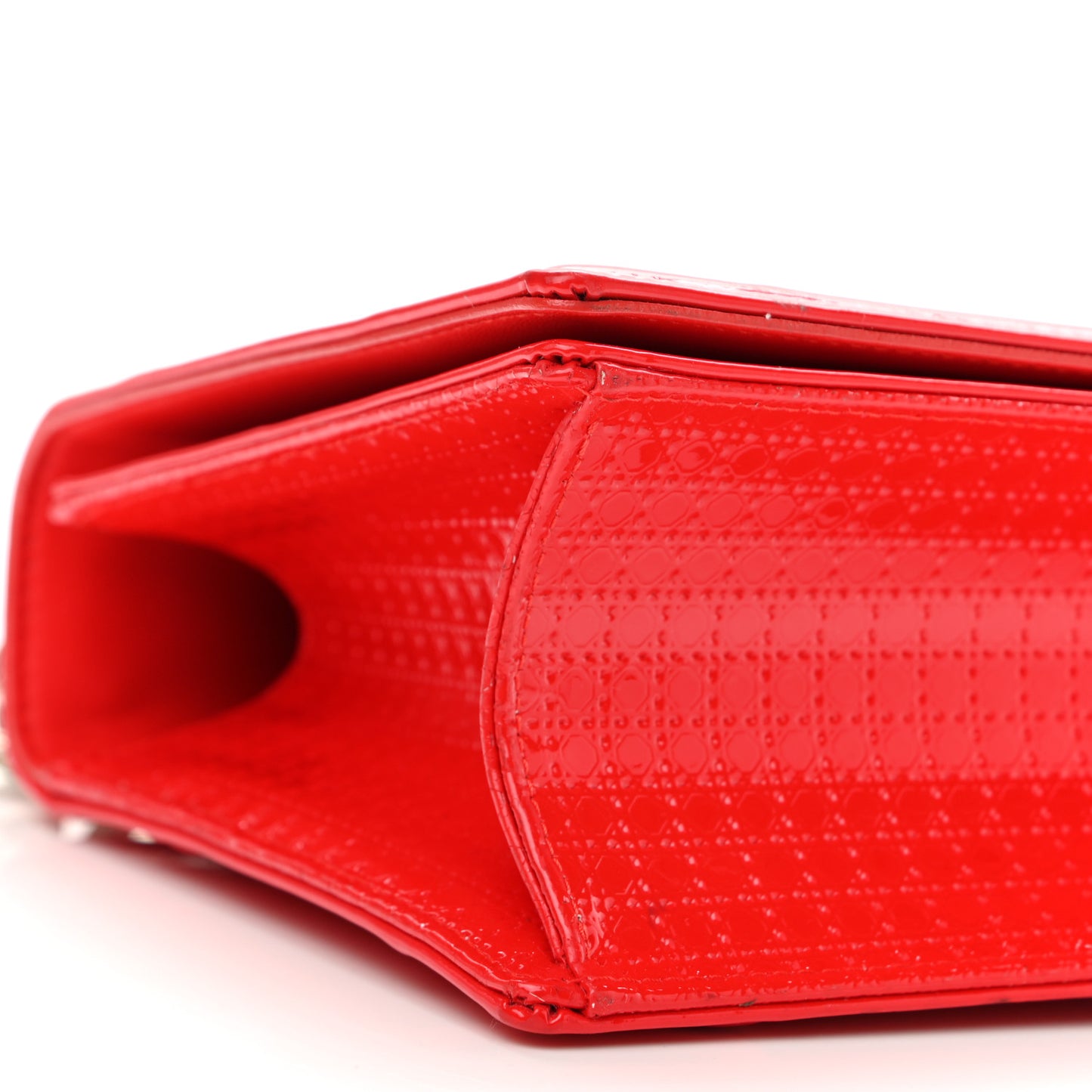 Patent Micro-Cannage Medium Diorama Flap Bag Red