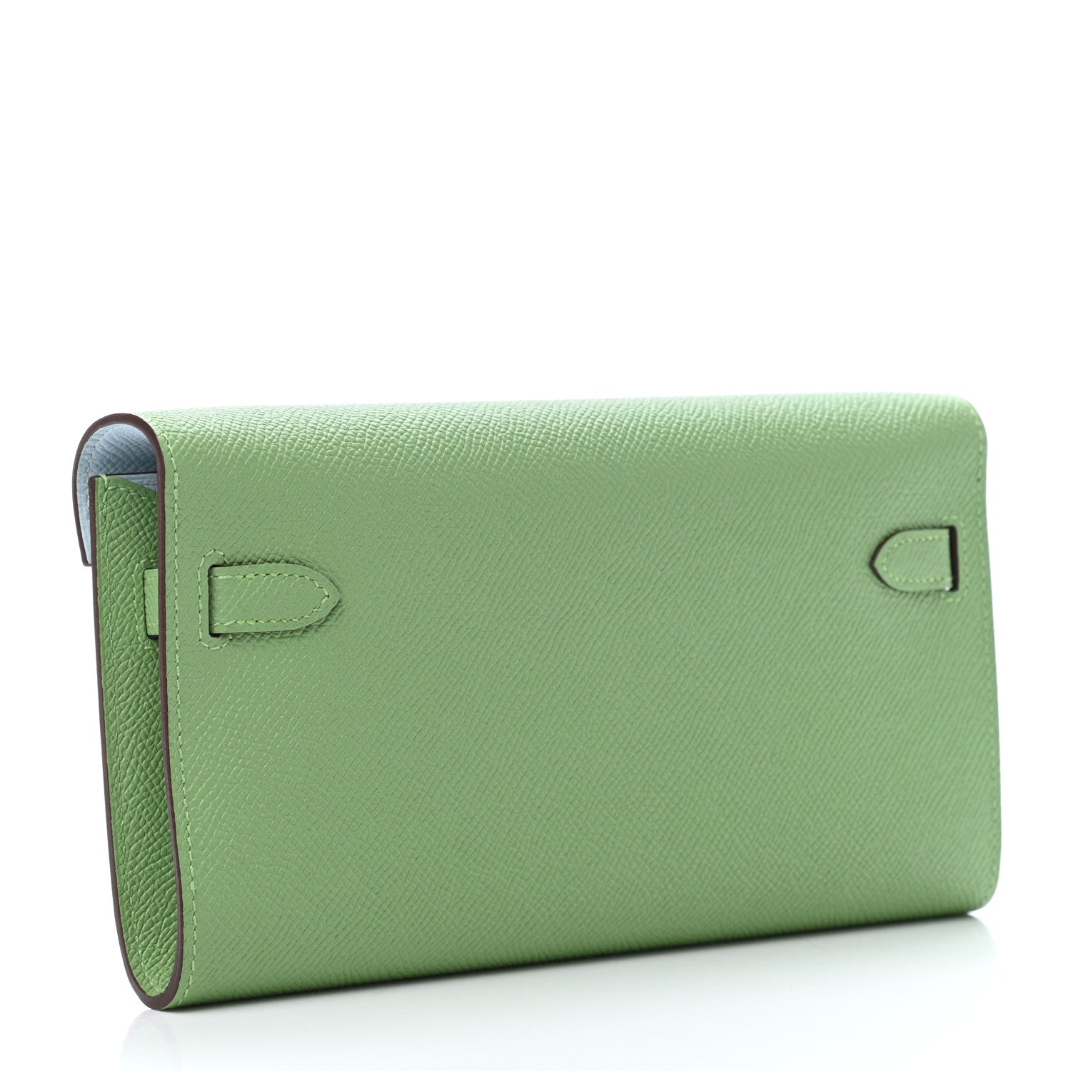 Hermes Epsom Verso Kelly Wallet To Go Vert Criquet Bleu Brume 2 of 4