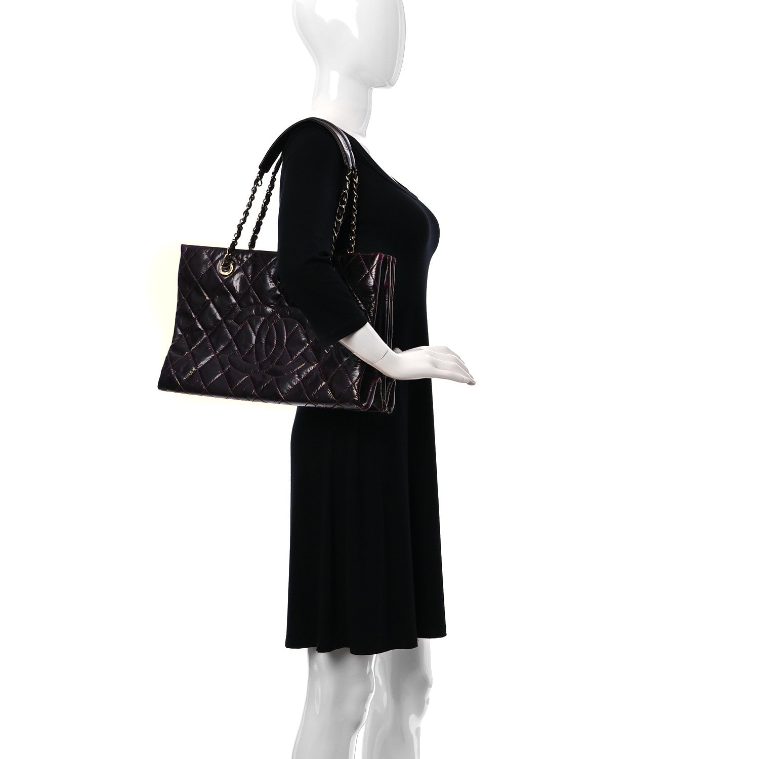 Chanel Patent Quilted Accordion Tote Burgundy 2 of 19