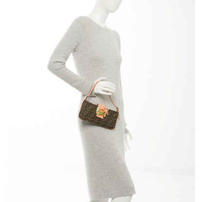 Fendi Zucca Crystal Floral Pochette Tobacco Pink 4 of 7