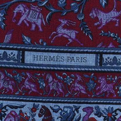 Hermes Cashmere Silk Chasse En Inde Shawl 140 Bleu Chine Violet Blue Jean 2 of 3