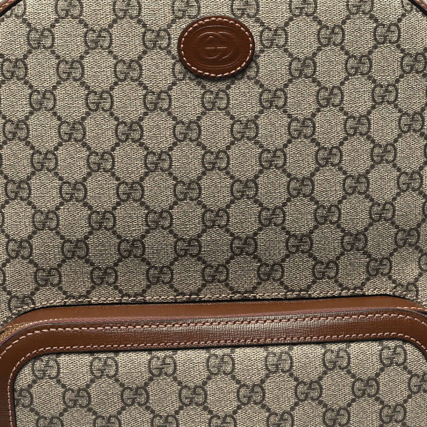 GG Supreme Monogram Textured Calfskin Retro Interlocking G Backpack Brown Beige