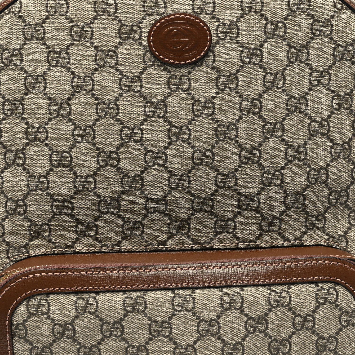 Gucci GG Supreme Monogram Textured Calfskin Retro Interlocking G Backpack Brown Beige 8 of 12