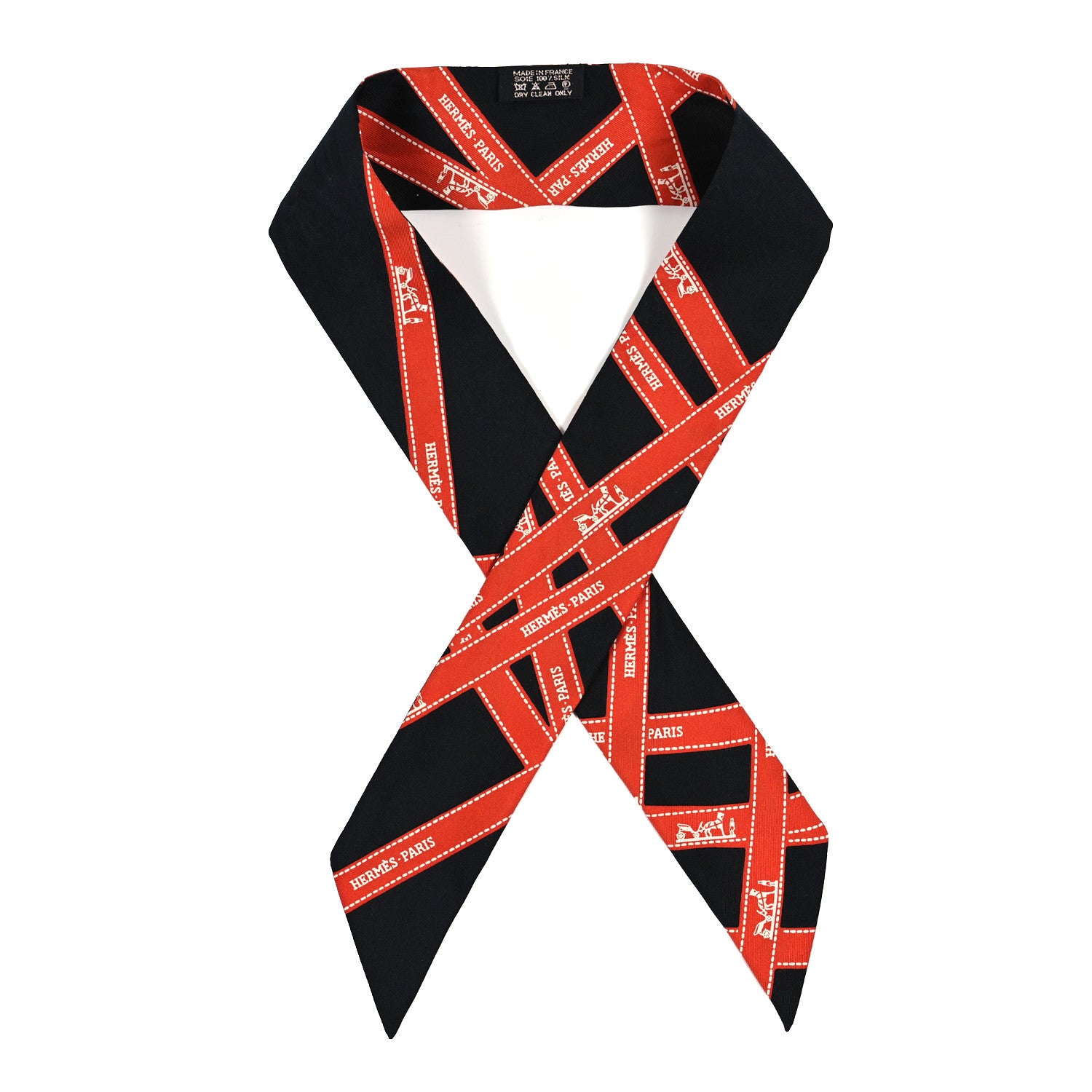 Hermes Silk Bolduc Twilly Black Orange 1 of 3
