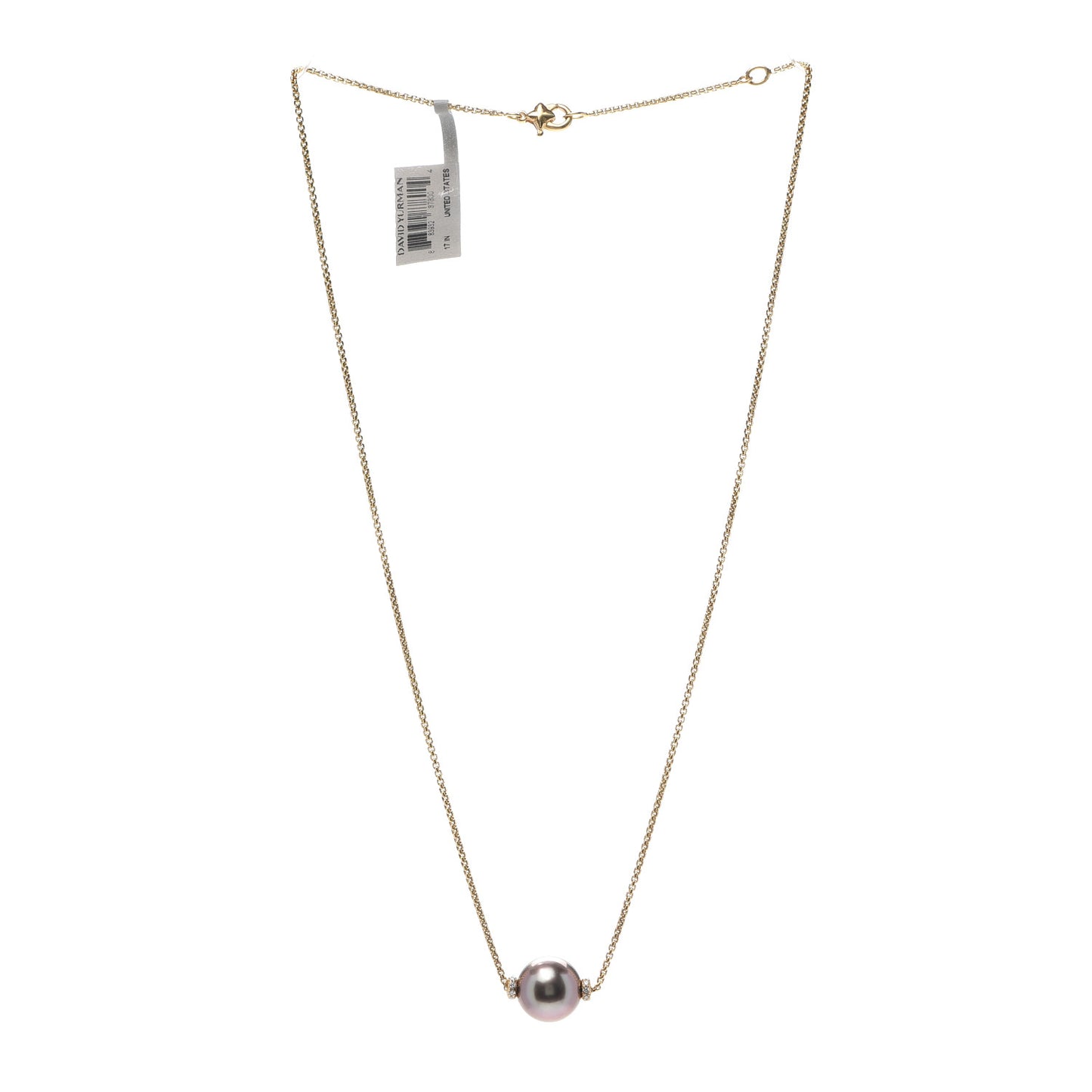 18K Yellow Gold Diamond Tahitian Pearl 11mm Solari Pendant Necklace
