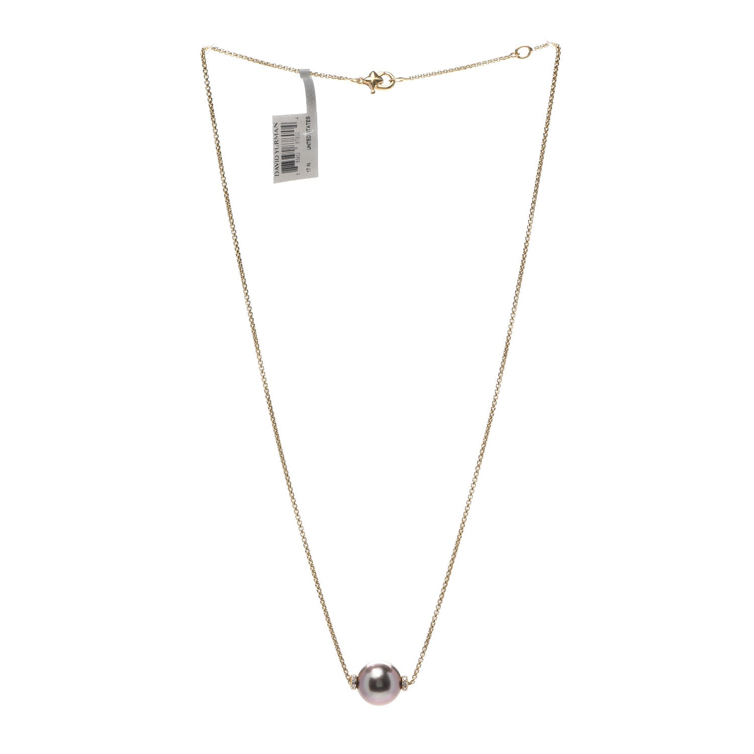 David Yurman 18K Yellow Gold Diamond Tahitian Pearl 11mm Solari Pendant Necklace 3 of 4