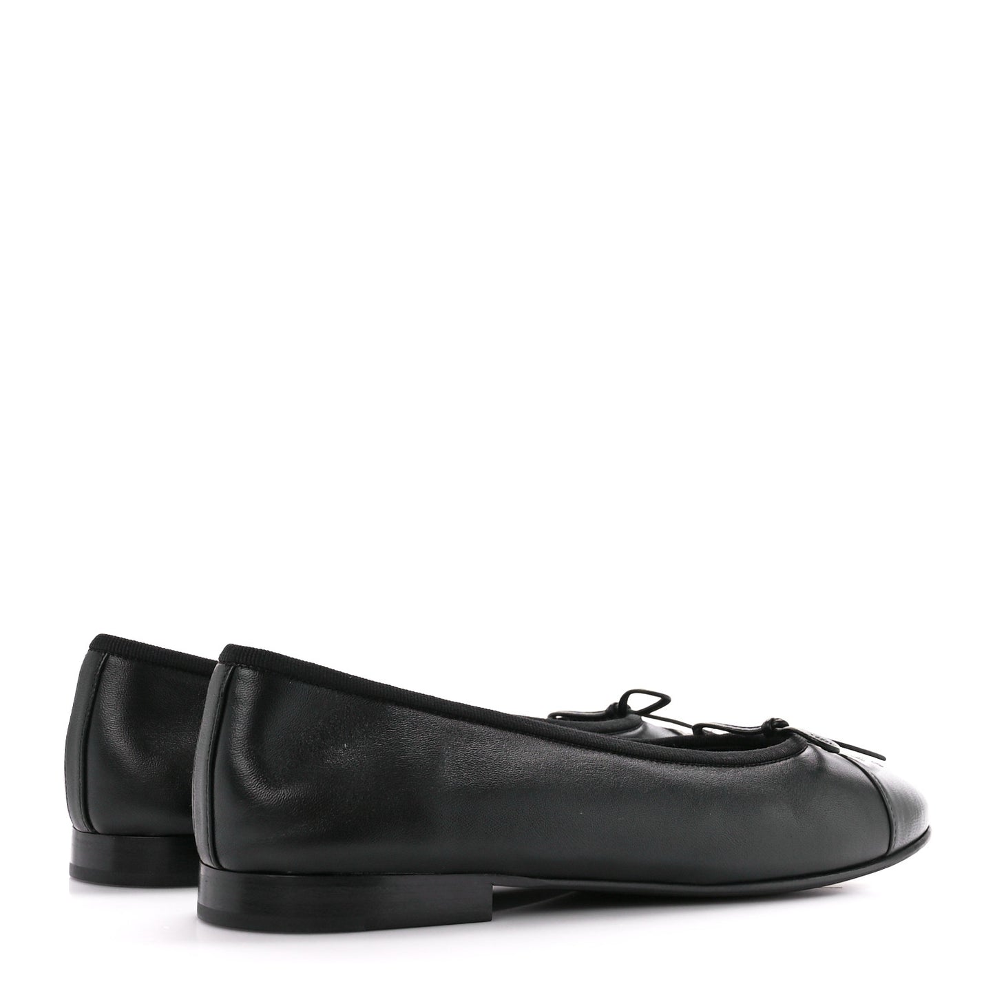 Lambskin Cap Toe Ballerina Flats 38.5 Black Grey