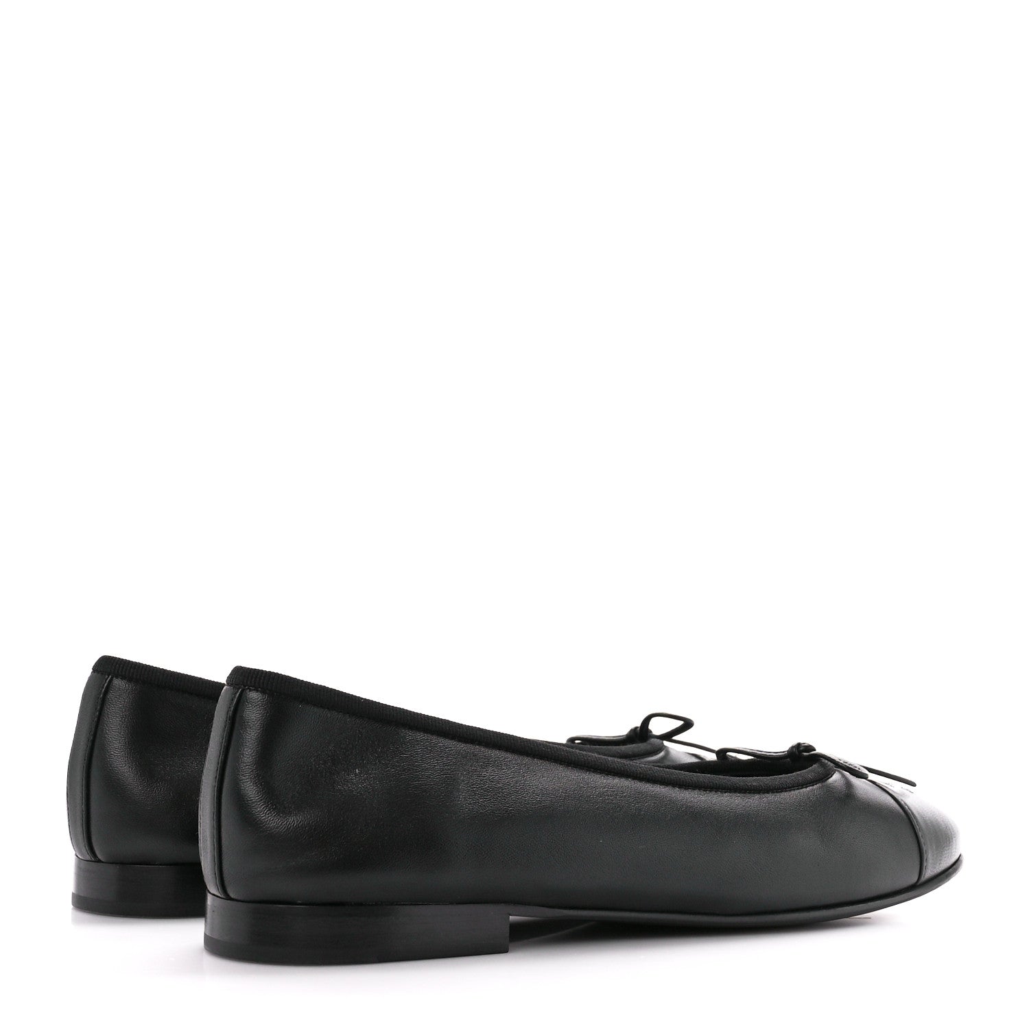 Chanel Lambskin Cap Toe Ballerina Flats 38.5 Black Grey 4 of 9