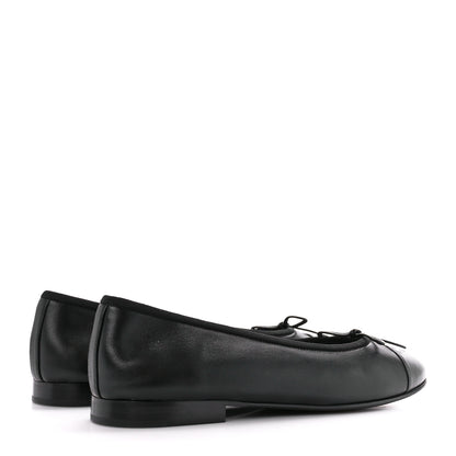 Chanel Lambskin Cap Toe Ballerina Flats 38.5 Black Grey 4 of 9