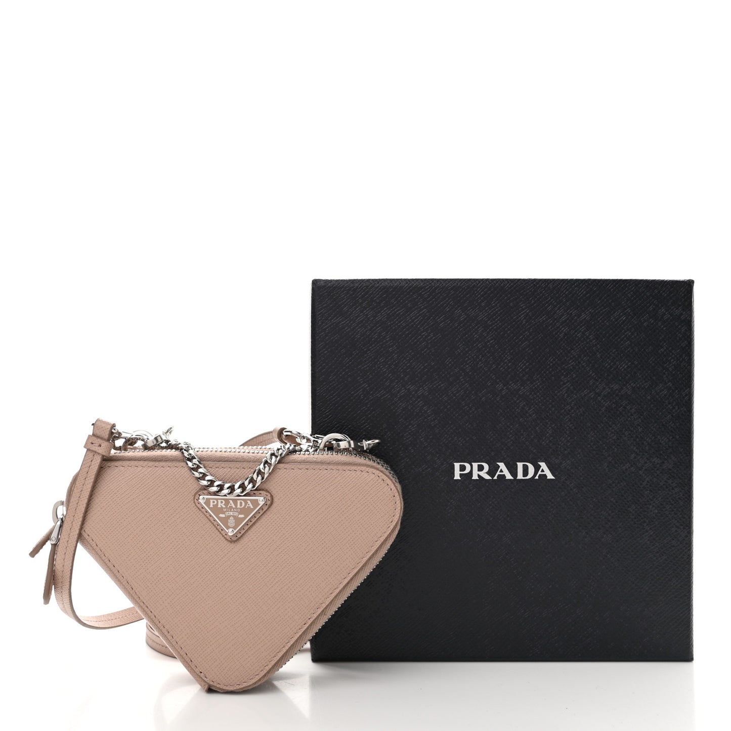 Saffiano Mini Triangle Crossbody Pouch Cipria