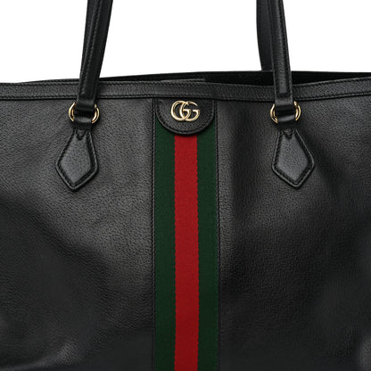 Gucci Textured Calfskin Web Medium Ophidia Shopping Tote Black 8 of 10