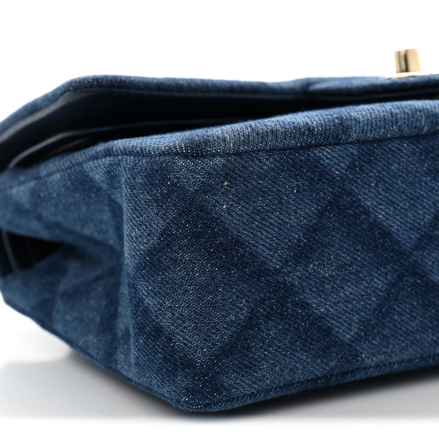 Printed Denim Quilted Small Double Flap Blue