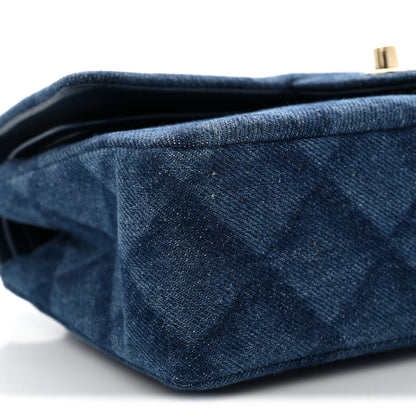Chanel Printed Denim Quilted Small Double Flap Blue 9 of 10