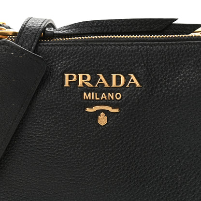 Prada Vitello Daino Double Zip Crossbody Bag Black 8 of 15