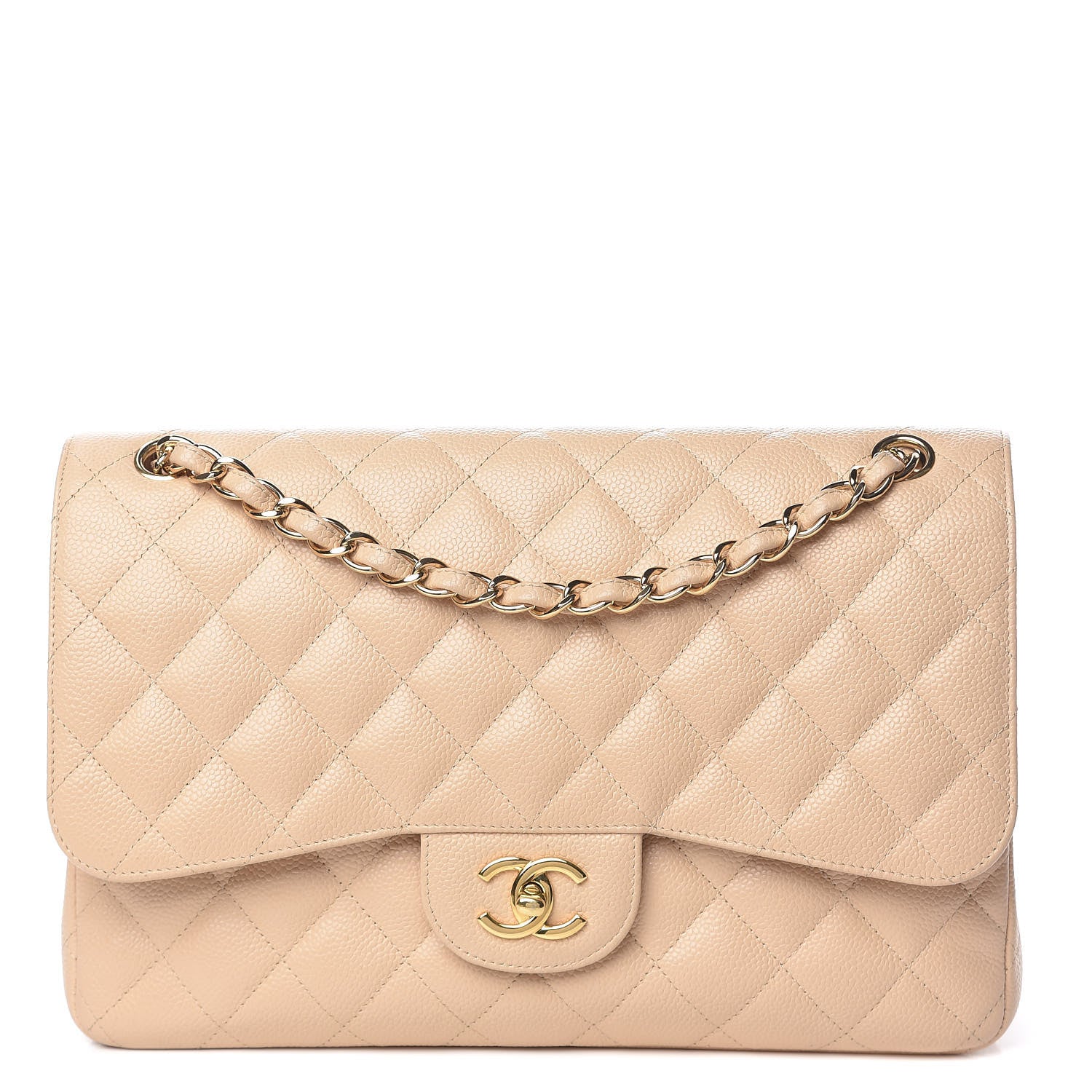 Chanel Caviar Quilted Jumbo Double Flap Beige Clair 1 of 16