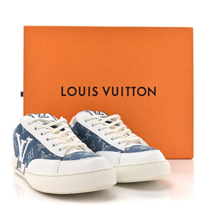 Louis Vuitton Calfskin Monogram Denim Womens Charlie Sneakers 39 White Blue 11 of 11