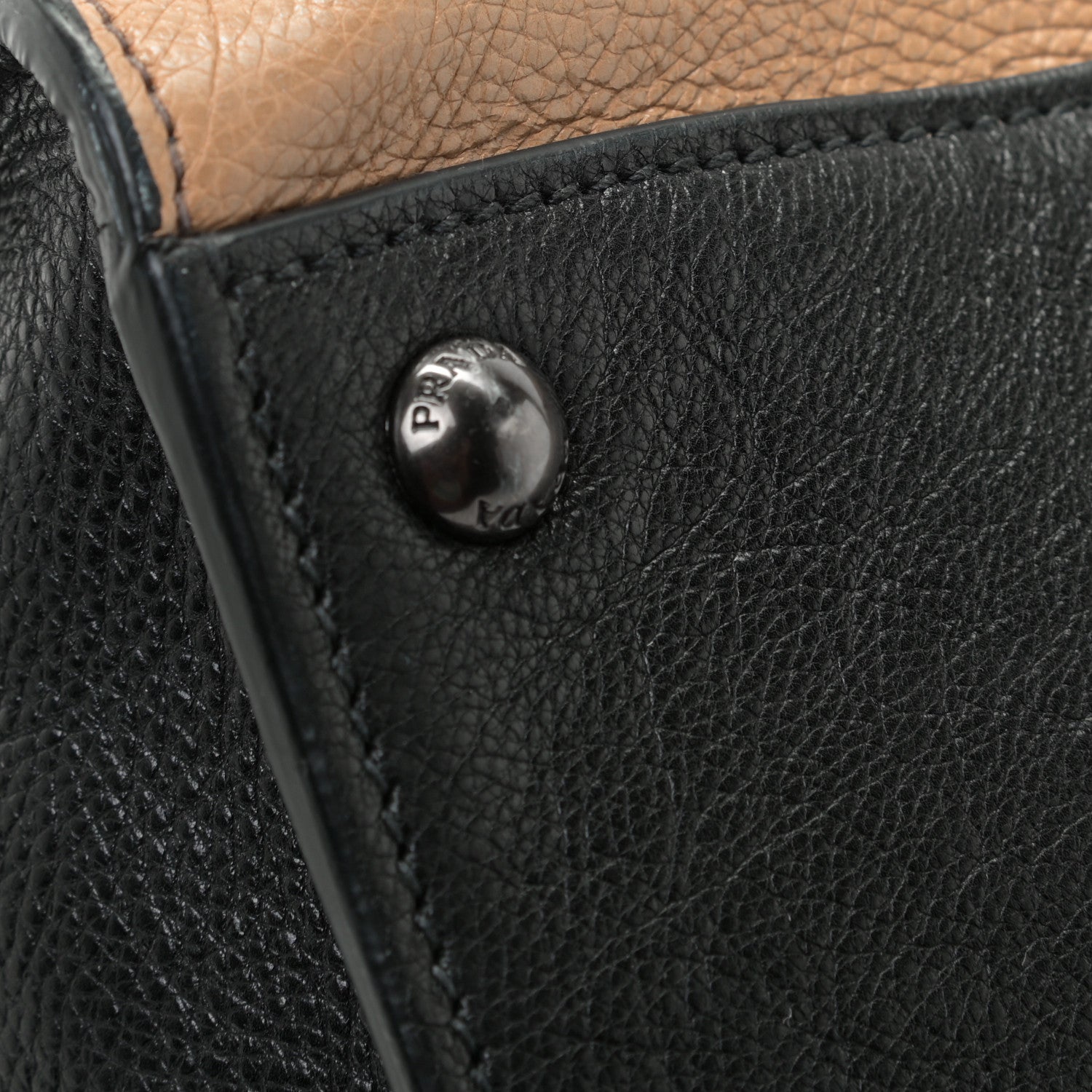 Prada Glace Calf Large Twin Pocket Tote Naturale Black 7 of 12
