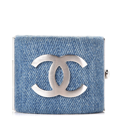 Chanel Denim CC Cuff Bracelet Blue 1 of 6