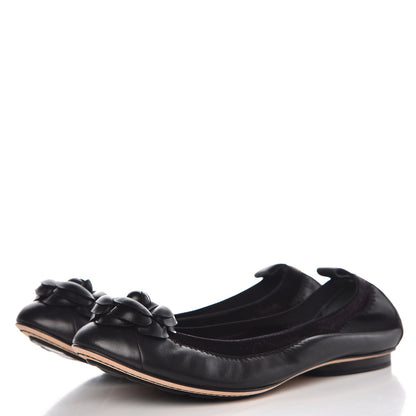 Chanel Lambskin Elastic Camellia Ballerina Flats 36.5 Black 3 of 10